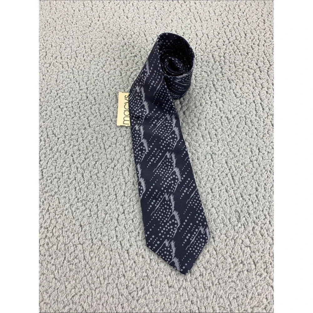 Giorgio Armani Silk Tie Navy Blue Abstract Dot Pattern Designer Necktie